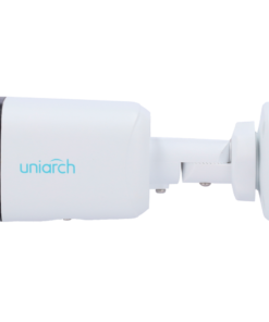 lateral Cámara de vigilancia Uniarch UV-IPC-B124-APF28K - Cámara Bullet IP 4MP con lente 2.8 mm, visión nocturna de 30m y resistencia IP67.