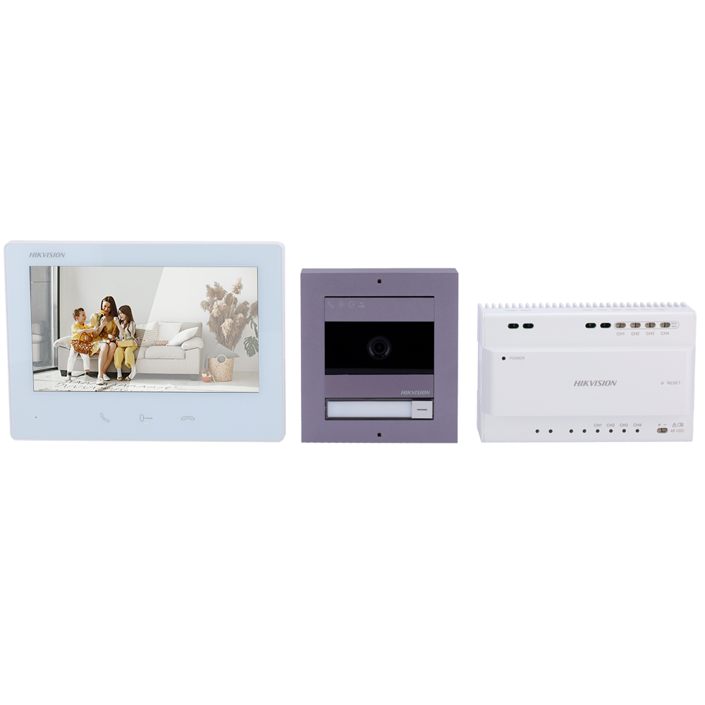Kit videoportero Hikvision DS-KIS704EYAluminum vista frontal