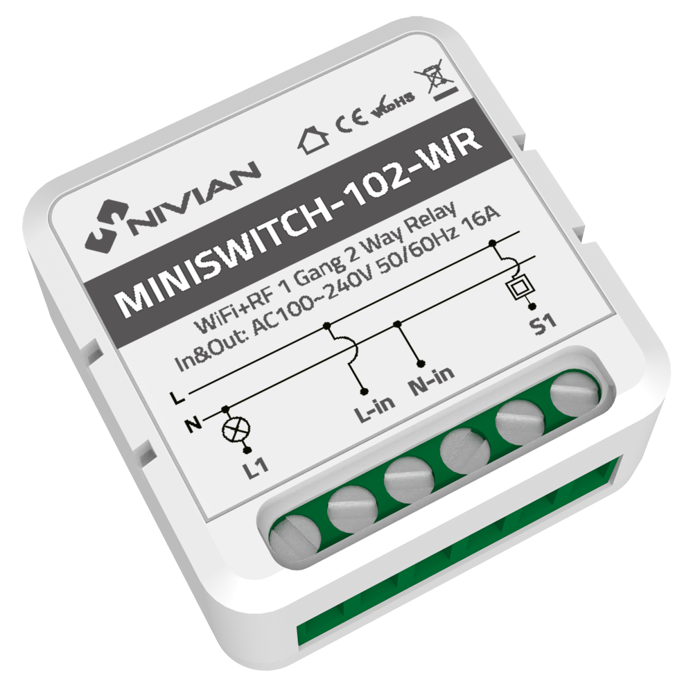 Relé inteligente Nivian NVS-MINISWITCH-102-WR