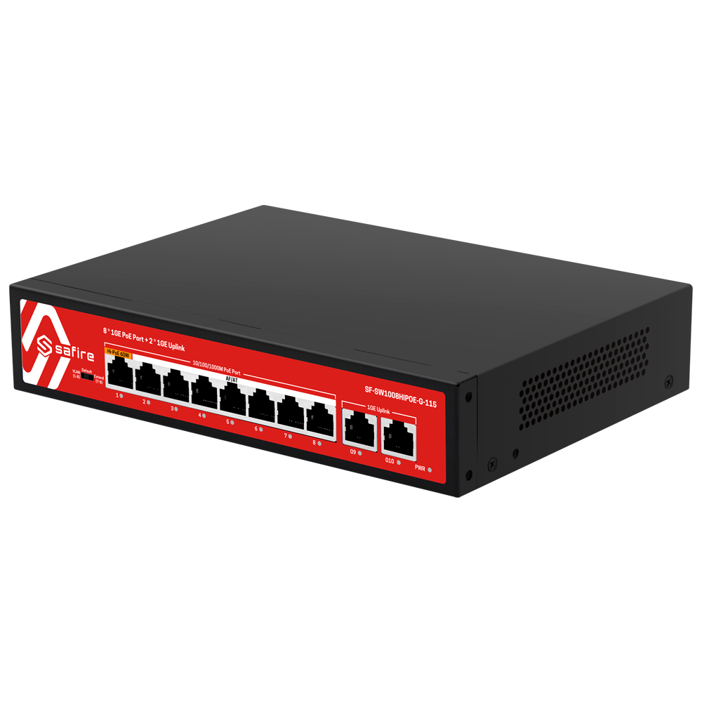 Switch Safire SF-SW1008HIPOE-G-115 vista costado