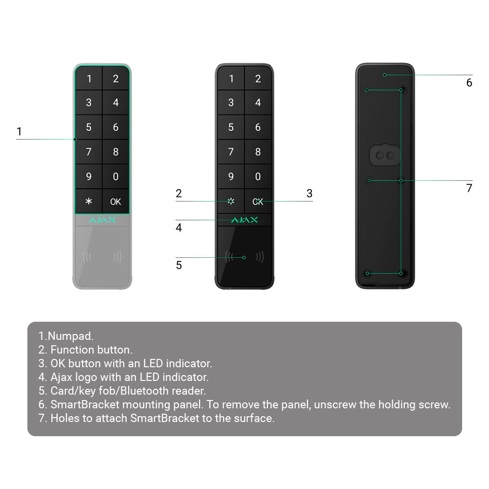 Teclado exterior alarma Ajax AJ-KEYPADOUTDOOR funcion botones