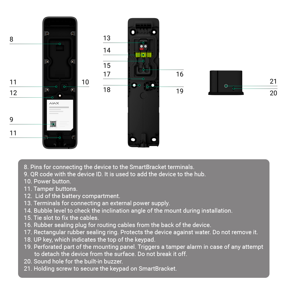 Teclado exterior alarma Ajax AJ-KEYPADOUTDOOR funcion botones2