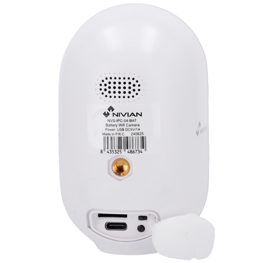 Cámara de vigilancia Nivian con batería NVS-IPC-04-BAT parte trasera